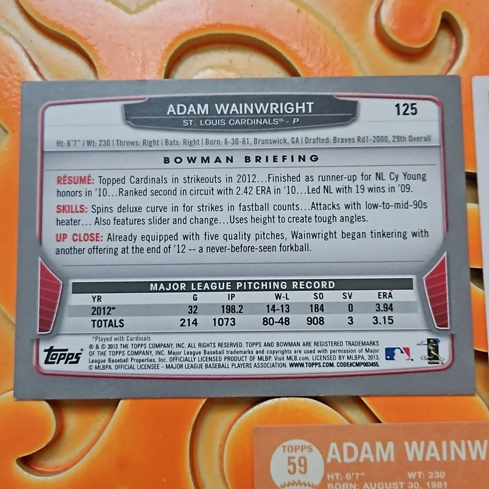 Topps Adam Wainwright Saint Louis Cardinals #125/50/59 3 Pack